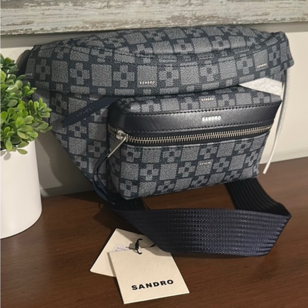 SANDRO Square Cross Monogram Belt Bag - Picture 5 of 6